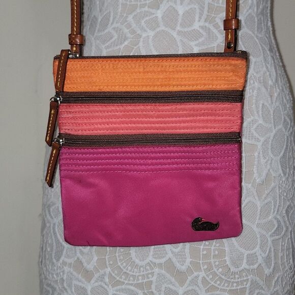 Dooney & Bourke Nylon North South Triple Zip Crossbody Bag Beautiful Colors - Picture 2 of 10